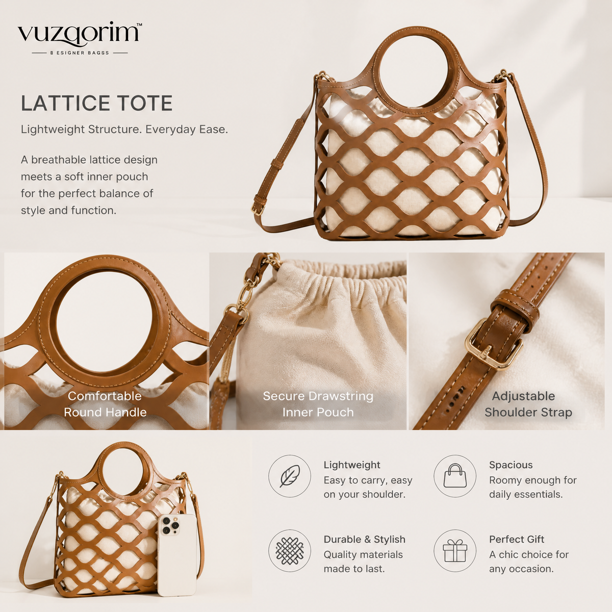 𝒗𝒖𝒛𝒒𝒐𝒓𝒊𝒎™ Lattice Tote — view 3