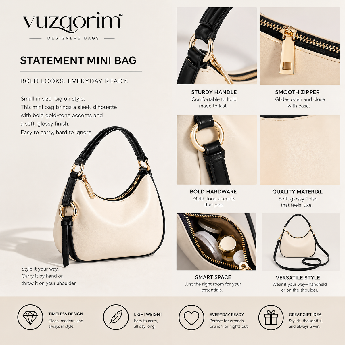 𝒗𝒖𝒛𝒒𝒐𝒓𝒊𝒎™ Contrast Statement Mini Bag — view 4
